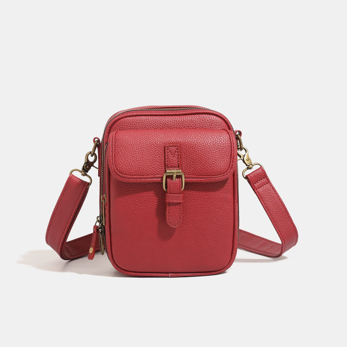 Hollis | Mens Leather Look Crossbody Messenger Shoulder Phone Bag - Red