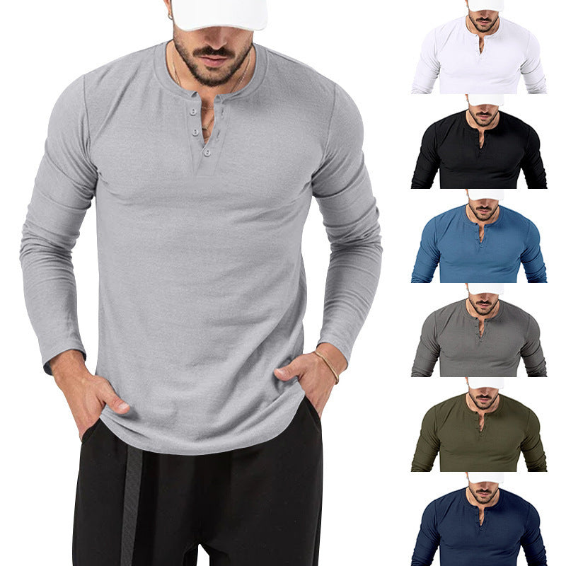 Holt | Mens Henley Long Sleeve Vintage Fitted Top - 1