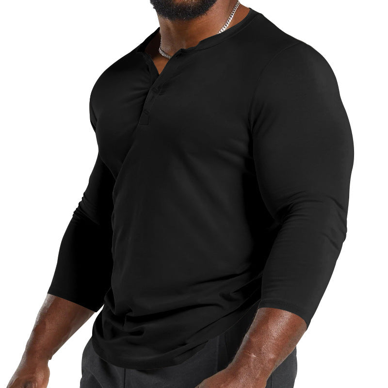 Holt | Mens Henley Long Sleeve Vintage Fitted Top - 3