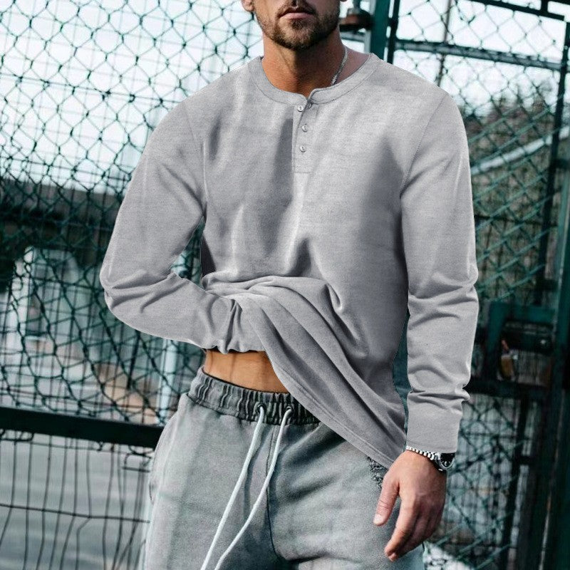 Holt | Mens Henley Long Sleeve Vintage Fitted Top - 8
