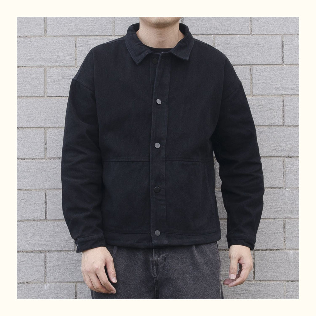 Hugo | Mens Black Denim Workwear Jacket Winter Autumn Overshirt - Black