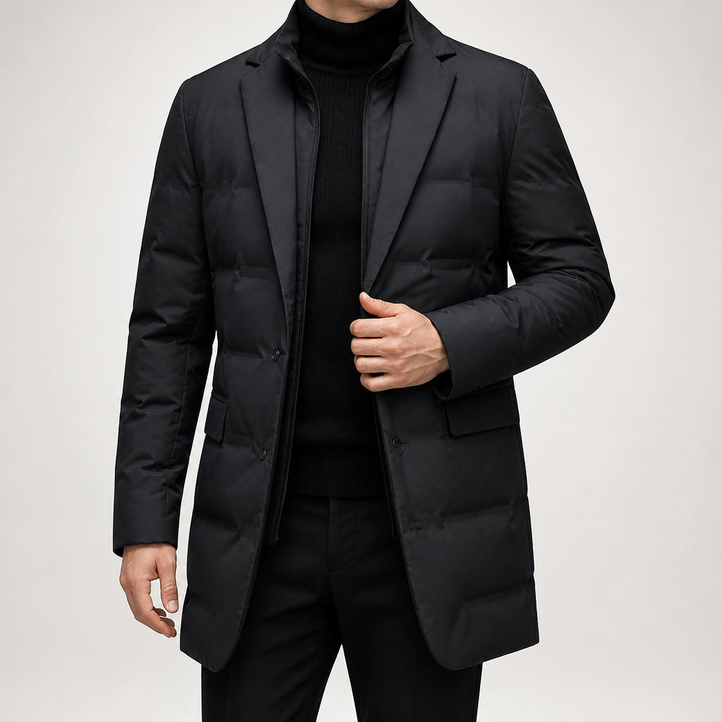 Hugo | Mens Winter Coats Padded Suit Style Detachable Collar Coat, Black