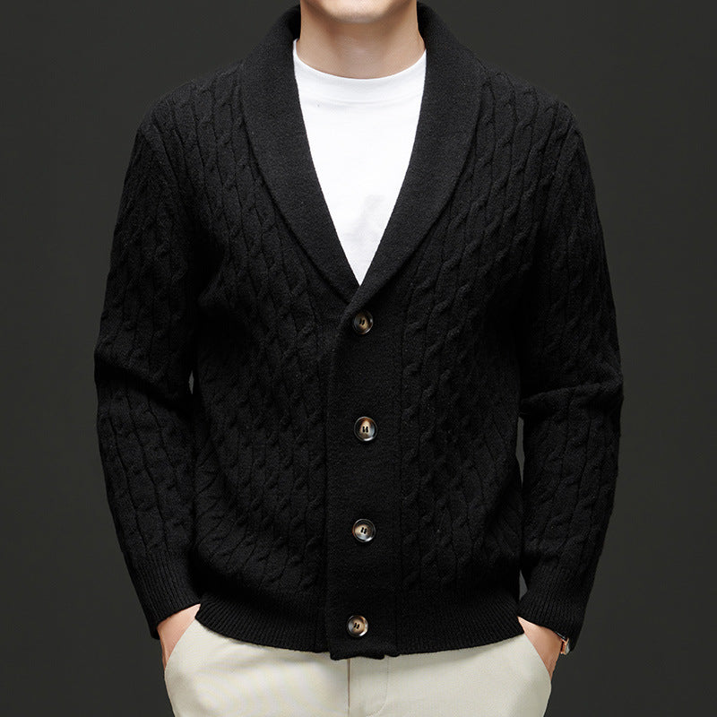 Ignatius | Mens Wool Blend Cardigan Thick Knit Coat Jumper - 3