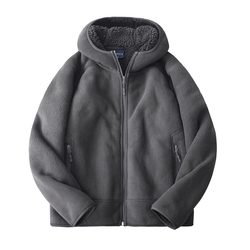 Imogen | Womens Hooded Fleece Zip Warm Casual Sweatshirt Shirt - Dark Grey