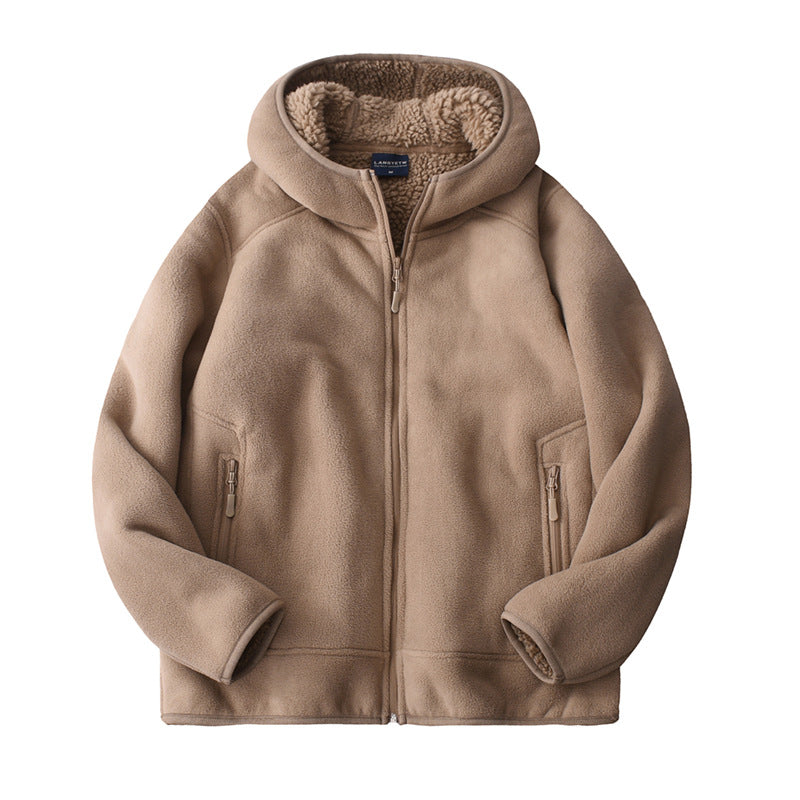 Imogen | Womens Hooded Fleece Zip Warm Casual Sweatshirt Shirt - Khaki