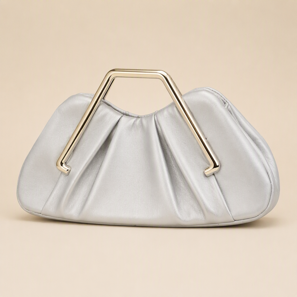 Ines | Womens Clutch Bag Evening Dinner Party Bag, Silver