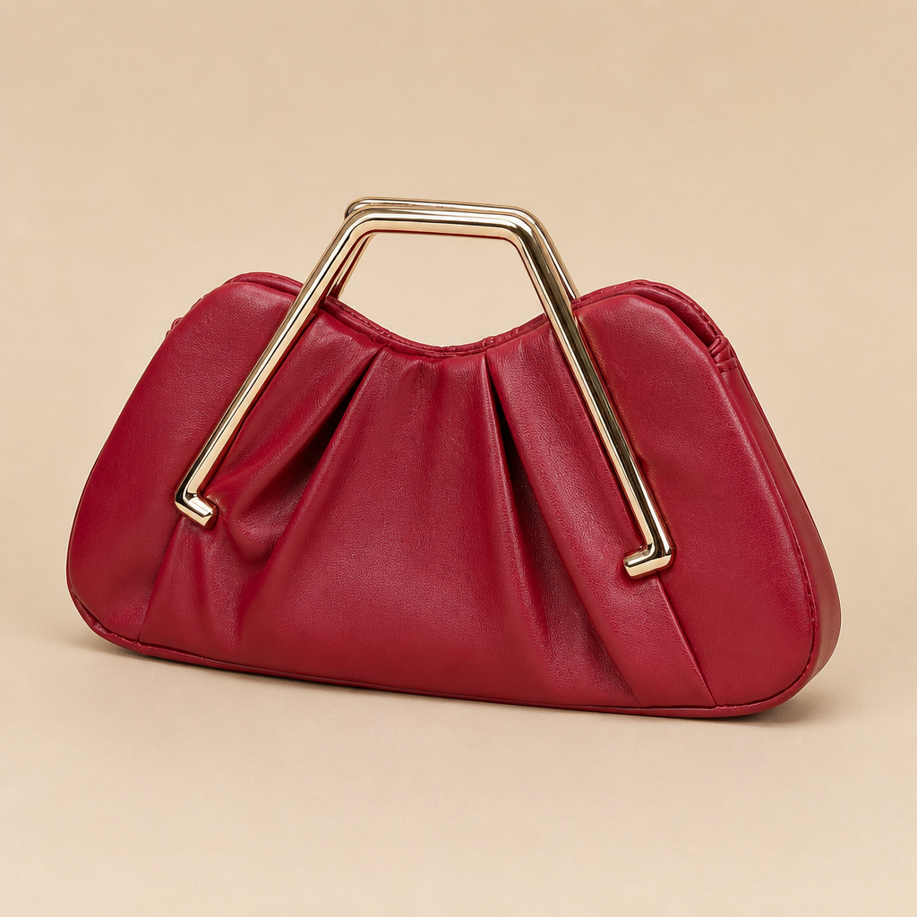 Ines | Womens Clutch Bag Evening Dinner Party Bag, Wine Red