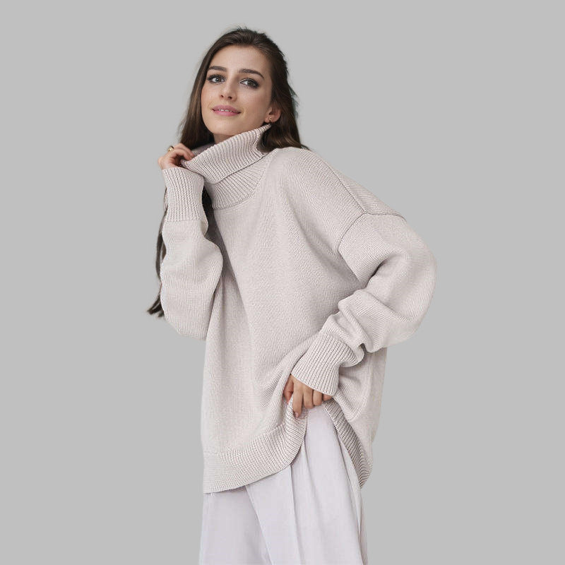 Ingrid | Womens Turtleneck Knitted Jumper - Apricot