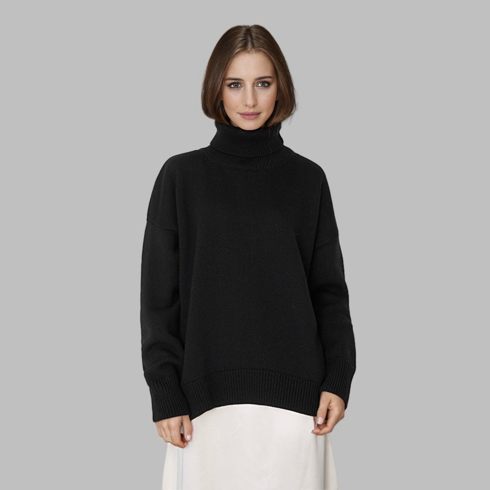 Ingrid | Womens Turtleneck Knitted Jumper - Black