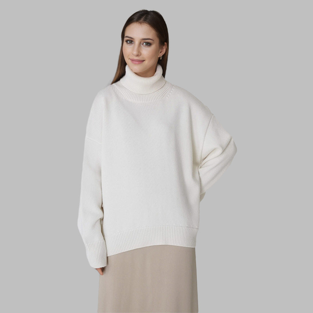 Ingrid | Womens Turtleneck Knitted Jumper - Off White