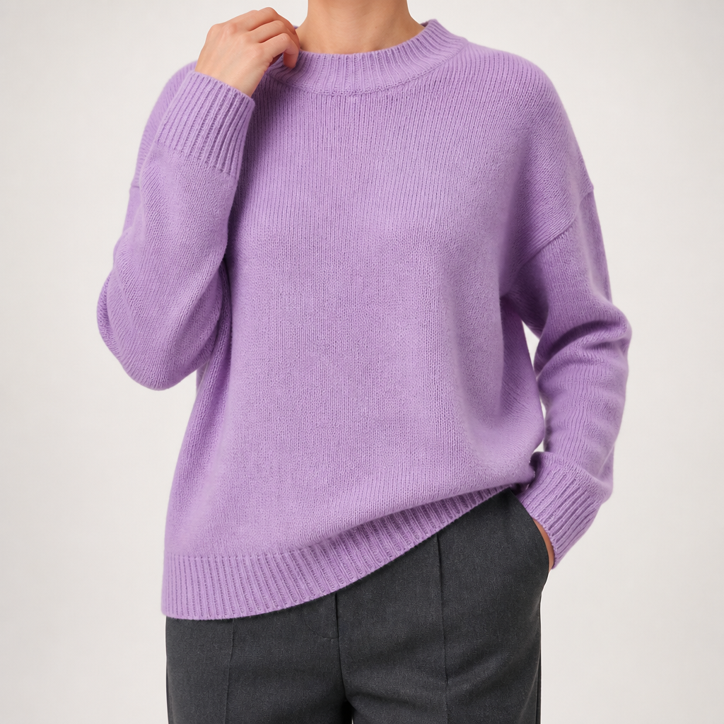 Ingrid | Womens Turtleneck Knitted Long Sleeve Jumper Sweater, Purple