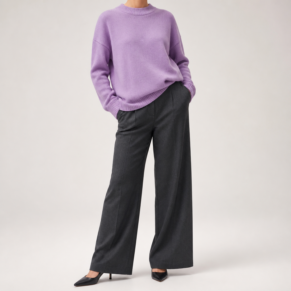 Ingrid | Womens Turtleneck Knitted Long Sleeve Jumper Sweater, Purple
