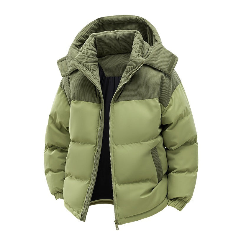 Ira | Mens Padded Fleece Lined Winter Warm Quilted Puffer Jacket - Avocado Green