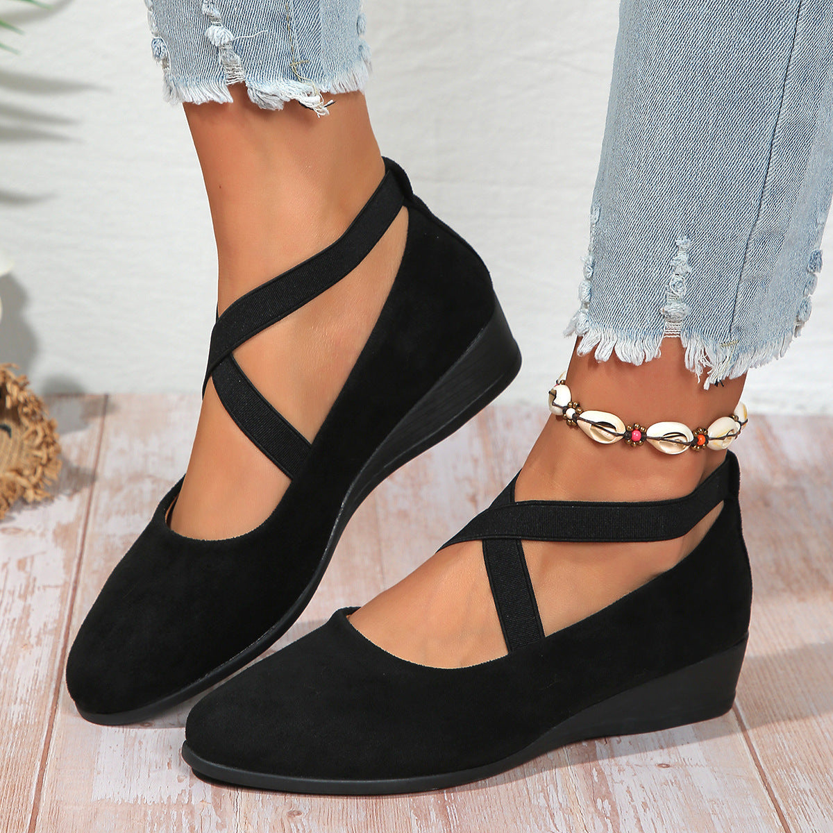 Isadora | Womens Pointed Toe Wedge Loafers Casual Shoes - 1