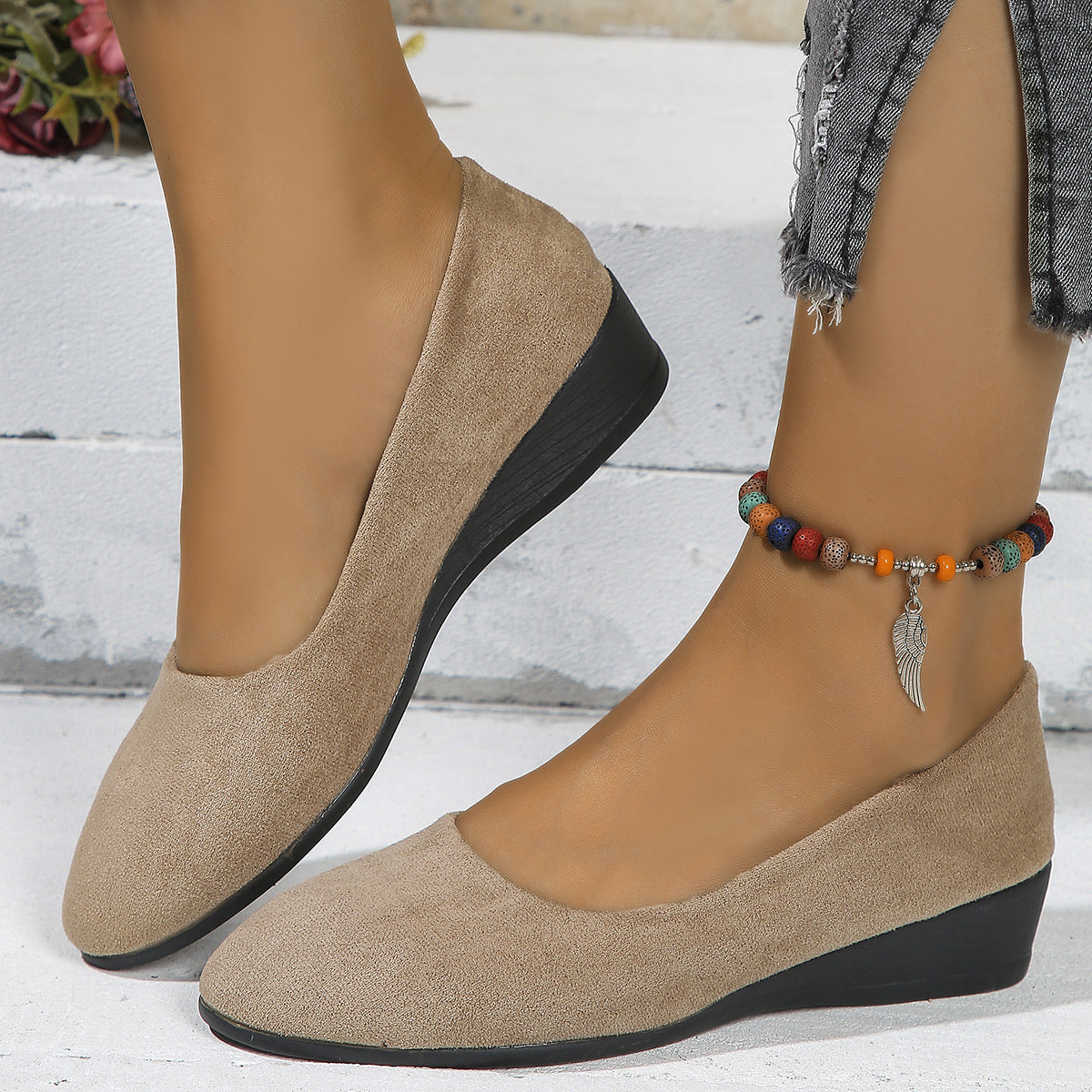 Isadora | Womens Pointed Toe Wedge Loafers Casual Shoes - 7