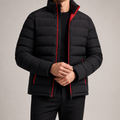 Isidore | Mens Warm Zip Stand Collar Winter Cotton Cardigan, Black
