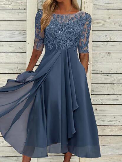 Isla | Chiffon Lace Wedding Guest Midi Dress Bridesmaid