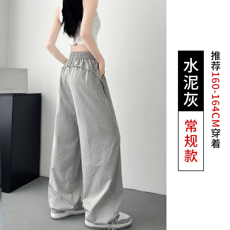 Isla | Womens High Waisted Wide Leg Drape Workwear Trousers Pants - Cement Grey