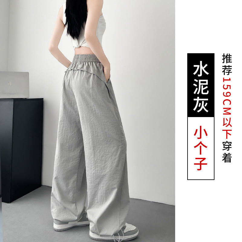 Isla | Womens High Waisted Wide Leg Drape Workwear Trousers Pants - Cement Grey