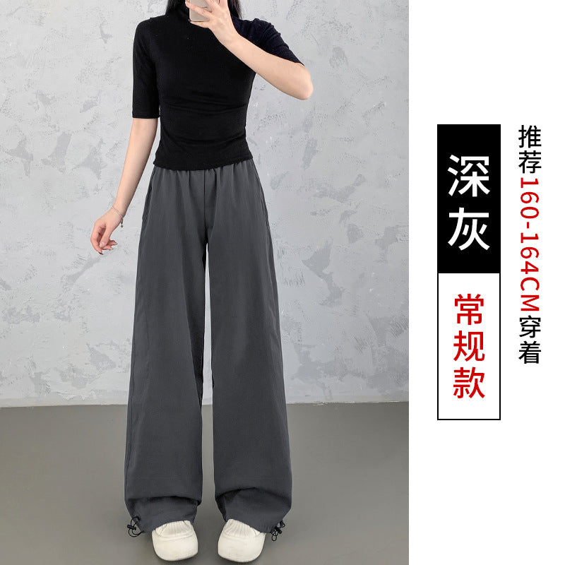 Isla | Womens High Waisted Wide Leg Drape Workwear Trousers Pants - Dark Grey