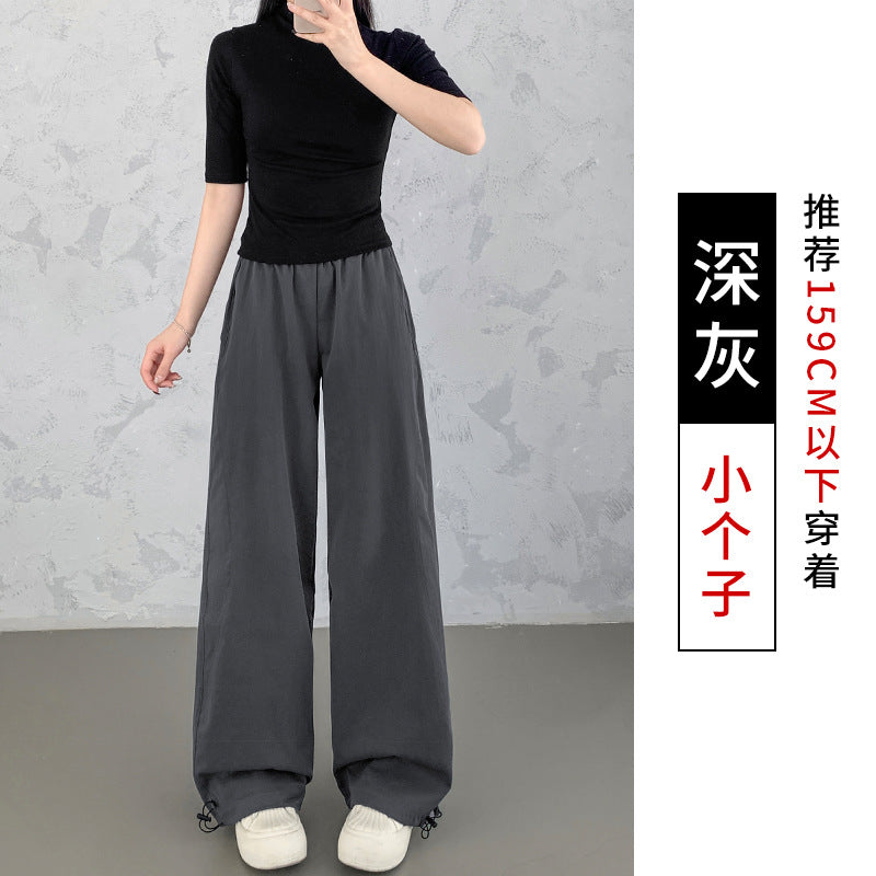 Isla | Womens High Waisted Wide Leg Drape Workwear Trousers Pants - Dark Grey