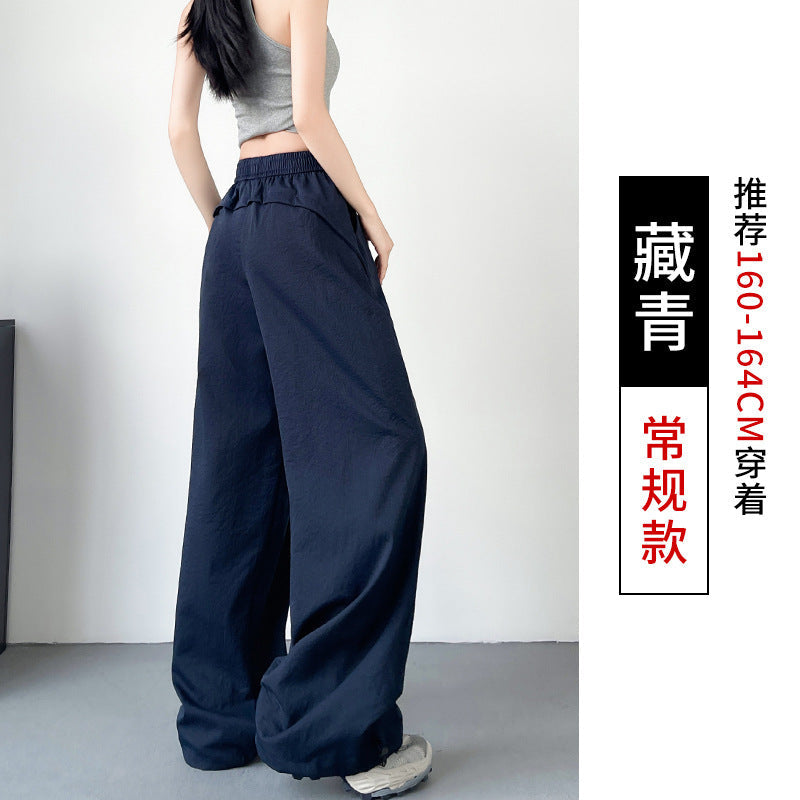 Isla | Womens High Waisted Wide Leg Drape Workwear Trousers Pants - Navy