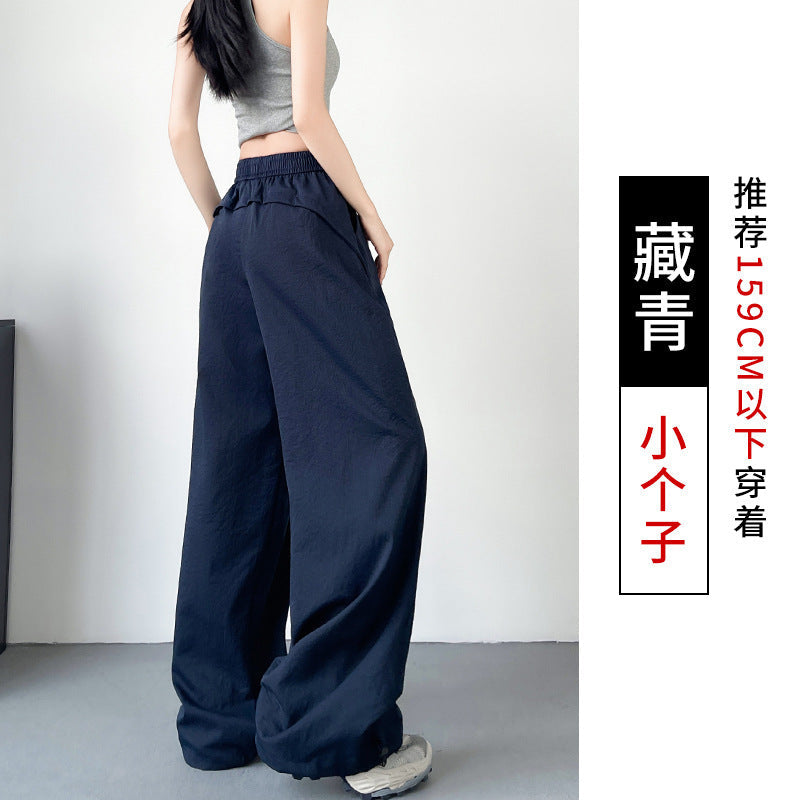 Isla | Womens High Waisted Wide Leg Drape Workwear Trousers Pants - Navy