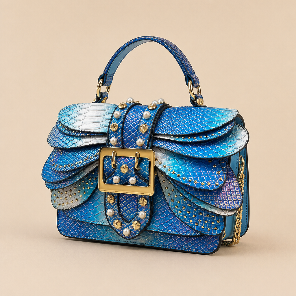 Isolde | Womens Crossbody Bag Chain Shoulder Small Square Bag, Blue