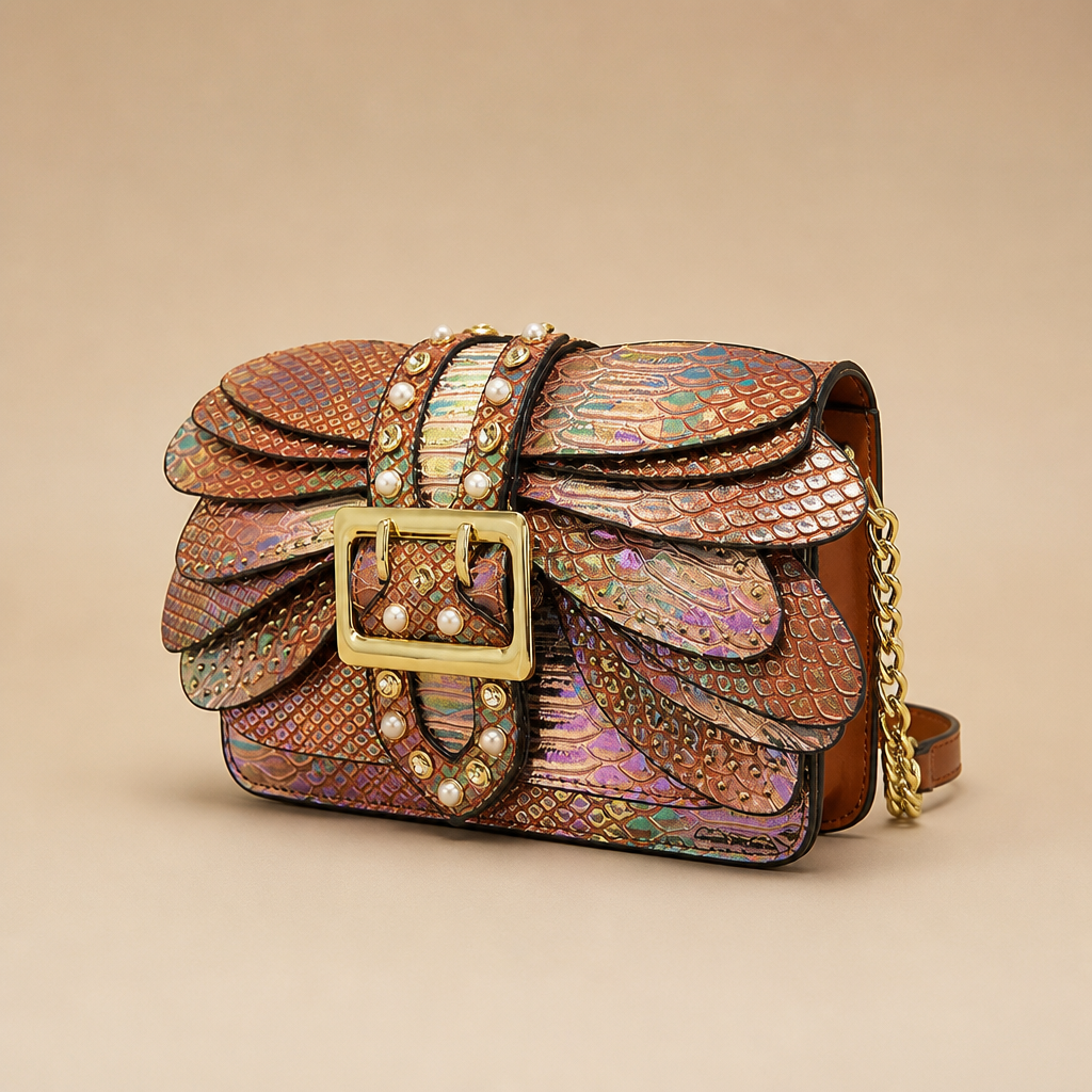 Isolde | Womens Crossbody Bag Chain Shoulder Small Square Bag, Brown