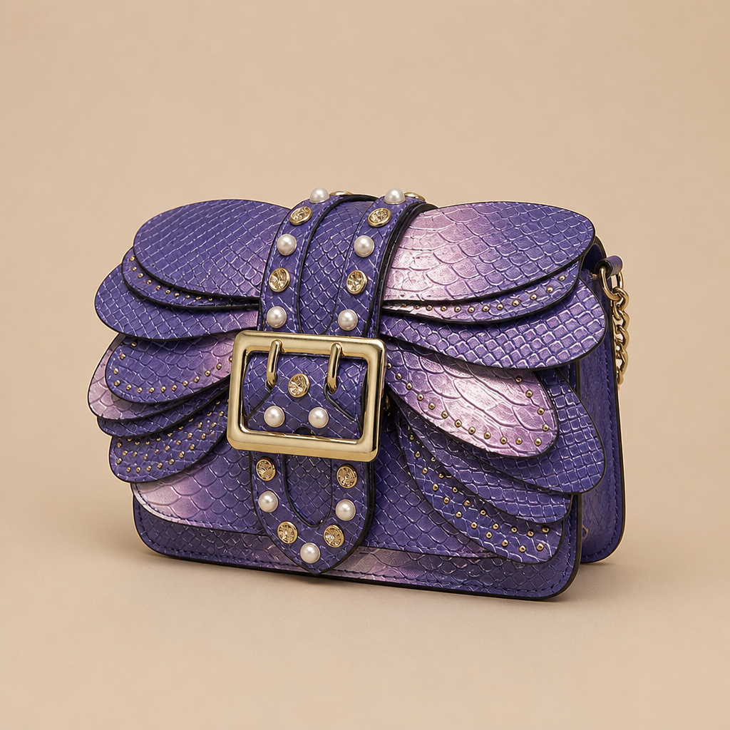 Isolde | Womens Crossbody Bag Chain Shoulder Small Square Bag, Purple