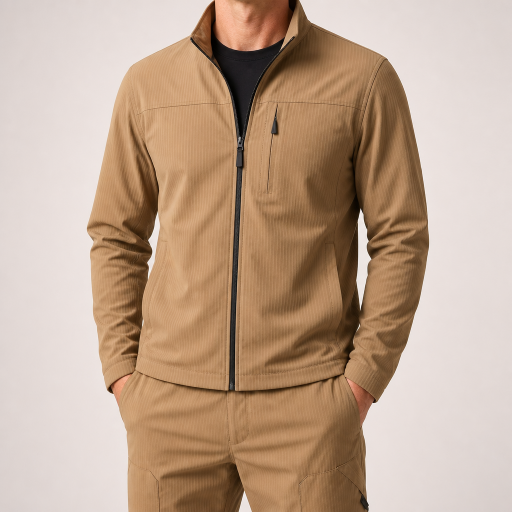 Ivar | Mens Waterproof Jacket Trousers Set Hooded Windproof Outdoor Suit, Beige