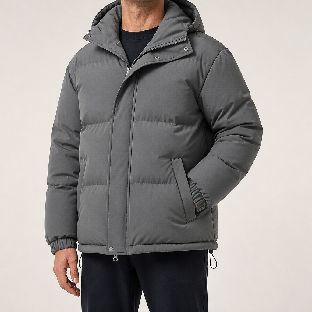 Ivo | Mens Winter Padded Warm Thickened Stand Collar Coat, Dark Grey