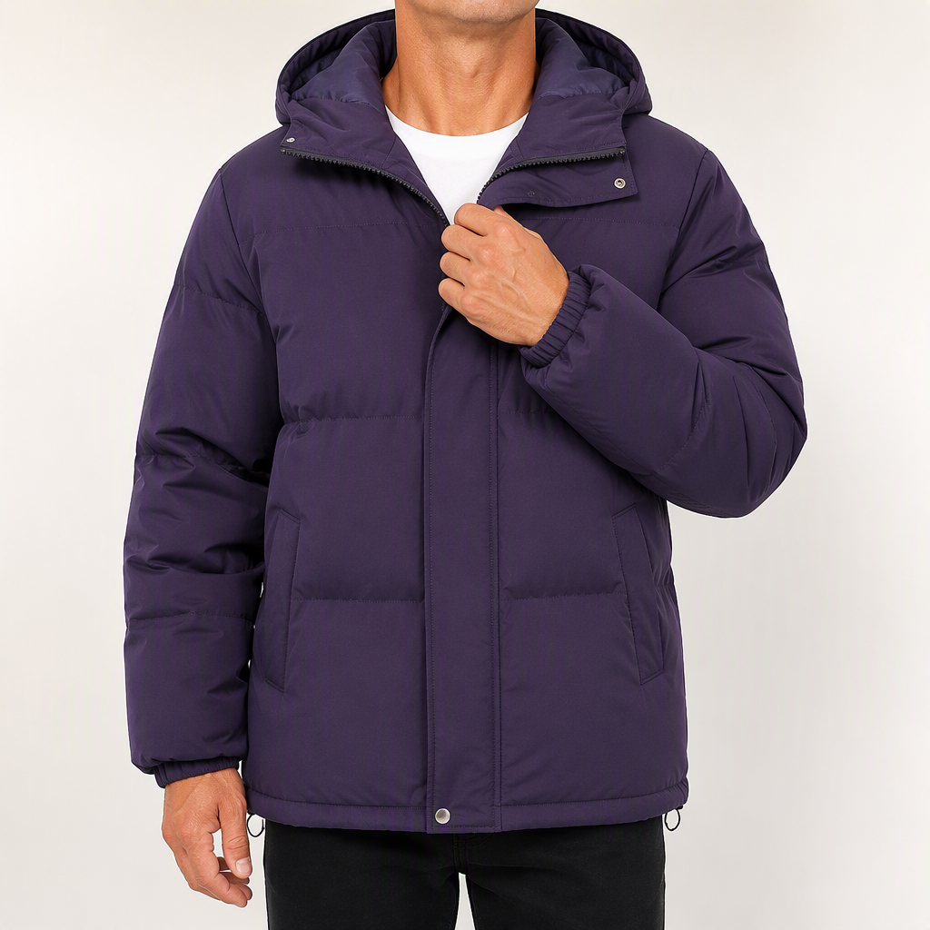 Ivo | Mens Winter Padded Warm Thickened Stand Collar Coat, Purple