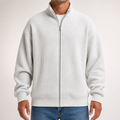 Ivor | Mens Waffle Jacket Stand Collar Zip Up Casual Jacket, White