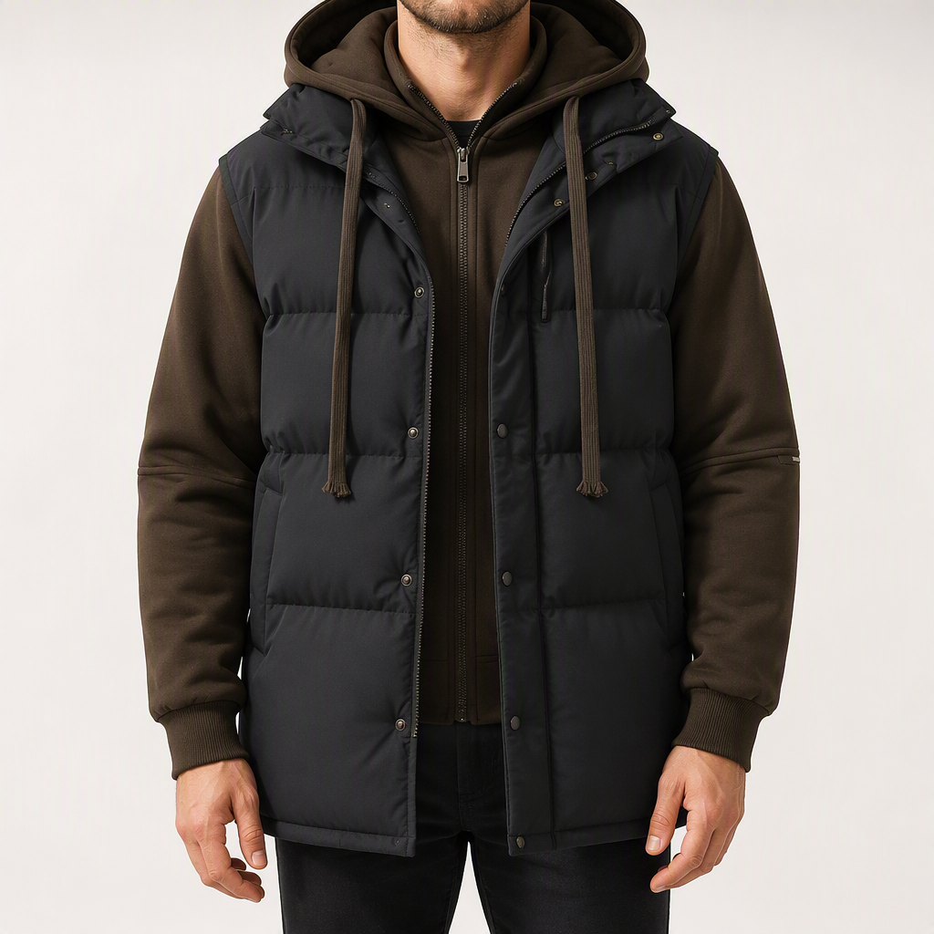 Jasper | Mens Puffer Padded Hooded Quilted Warm Winter Coat, Black