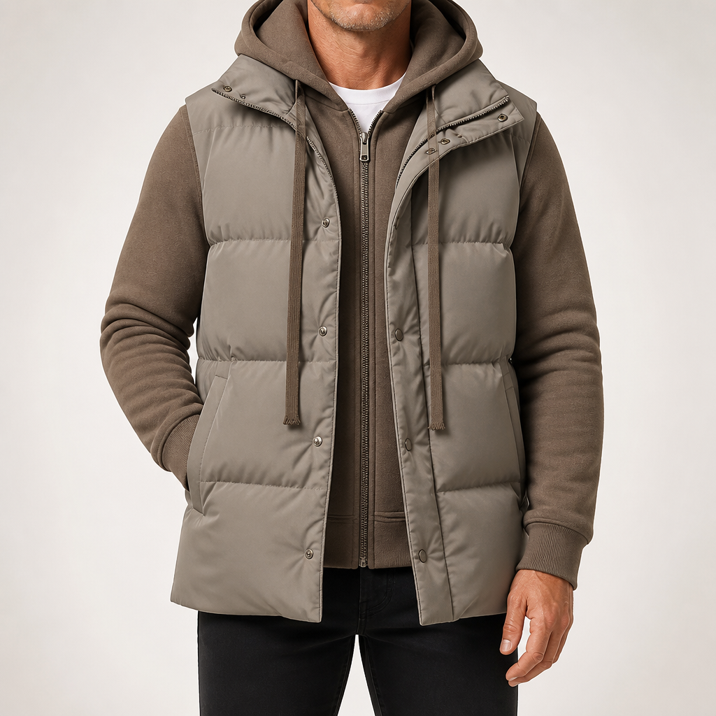 Jasper | Mens Puffer Padded Hooded Quilted Warm Winter Coat, Brown