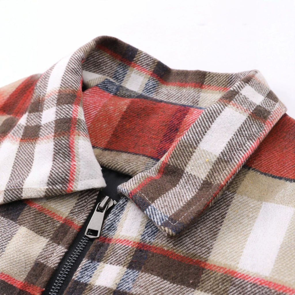 Jasper | Mens Plaid Zip Up Shirt Winter Down Light Jacket - 2