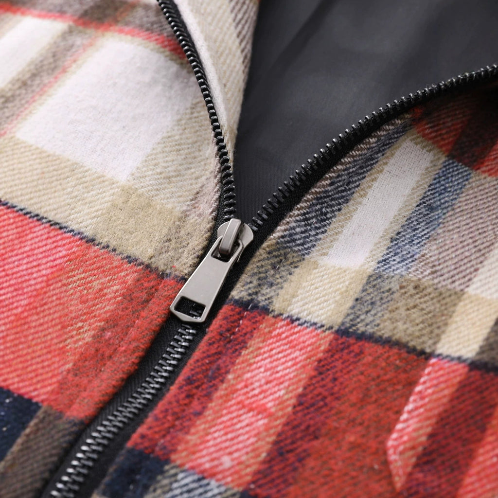 Jasper | Mens Plaid Zip Up Shirt Winter Down Light Jacket - 3