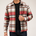 Jasper | Mens Winter Jacket Plaid Zip Up Shirt Jacket, Brick Red