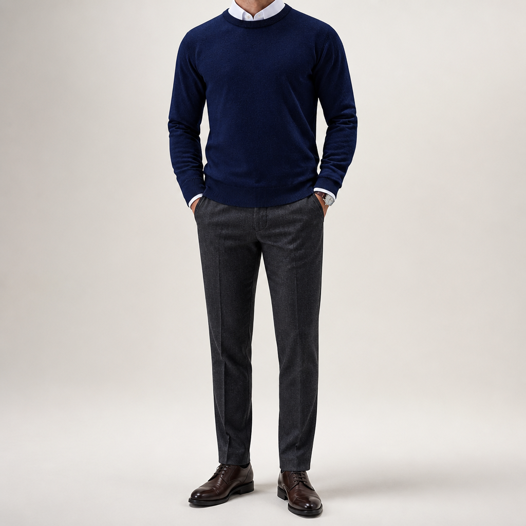 Jethro | Mens Casual Slim Fit Knitted Round Neck Pullover Sweater, Customizable