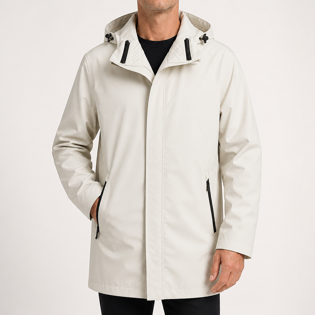 Joppe | Mens Waterproof Jacket Windproof Hooded Ski Outdoor Coat, White