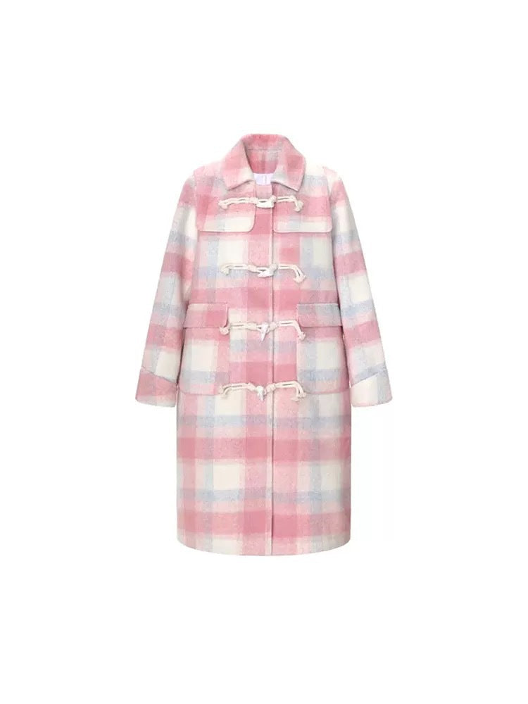 Josephine | Womens Plaid Duffle Coat Mid Length College Style - 5