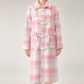 Josephine | Womens Duffle Coat Plaid Mid Length College Outerwear, Pink