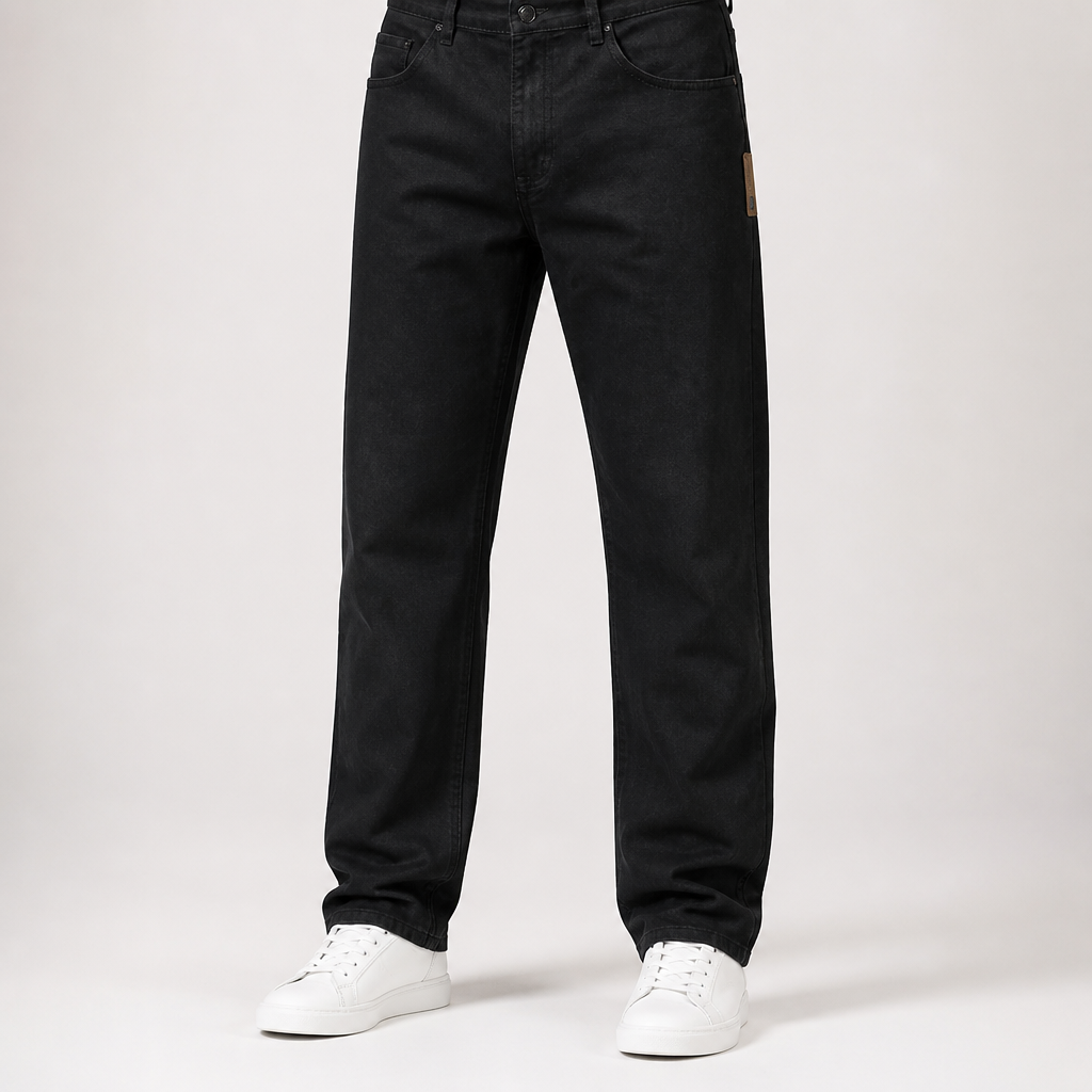 Jules | Mens Straight Leg Loose Washed Retro Jeans, Black