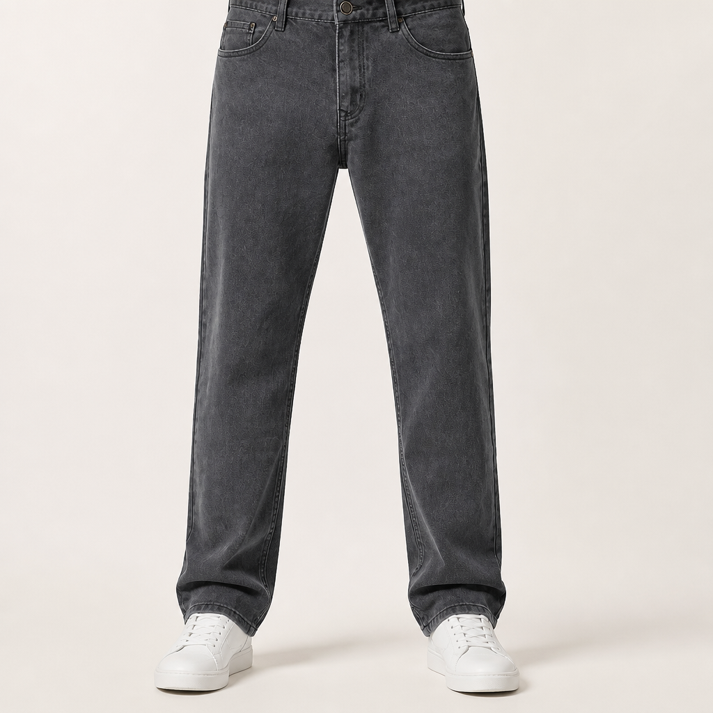 Jules | Mens Straight Leg Loose Washed Retro Jeans, Grey