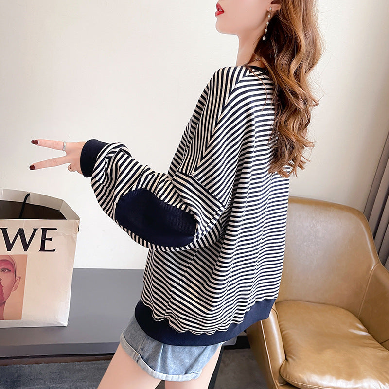 Juno | Womens Striped Long Sleeve Sweatshirt - 2