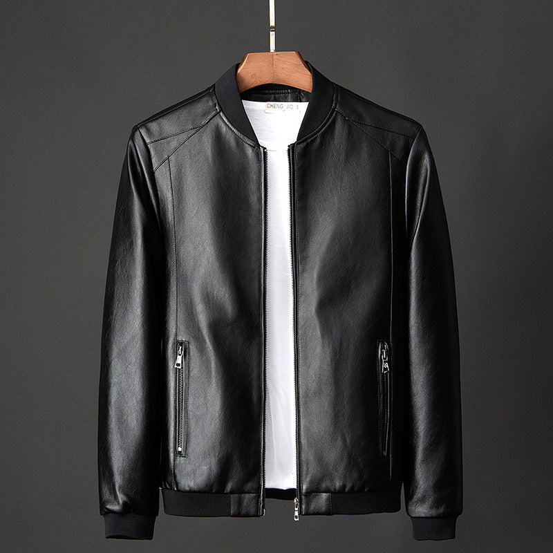 Kai | Mens Slim Fit Leather Jacket - Black
