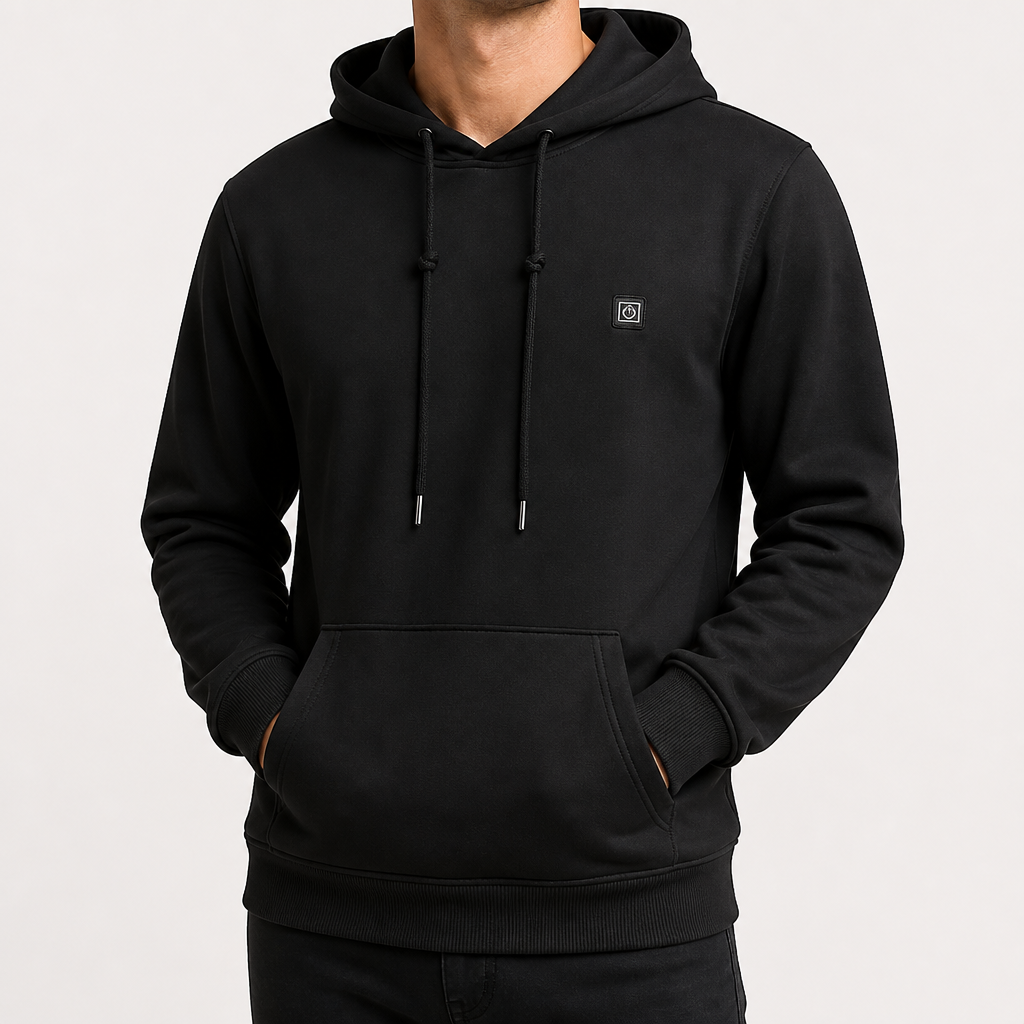 Kass | Mens Heated Hooded Warm Winter Smart Sweatshirt Jacket, Black 2