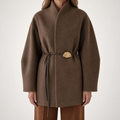 Katarina | Womens Wool Coat Belted Winter Overcoat, Brown