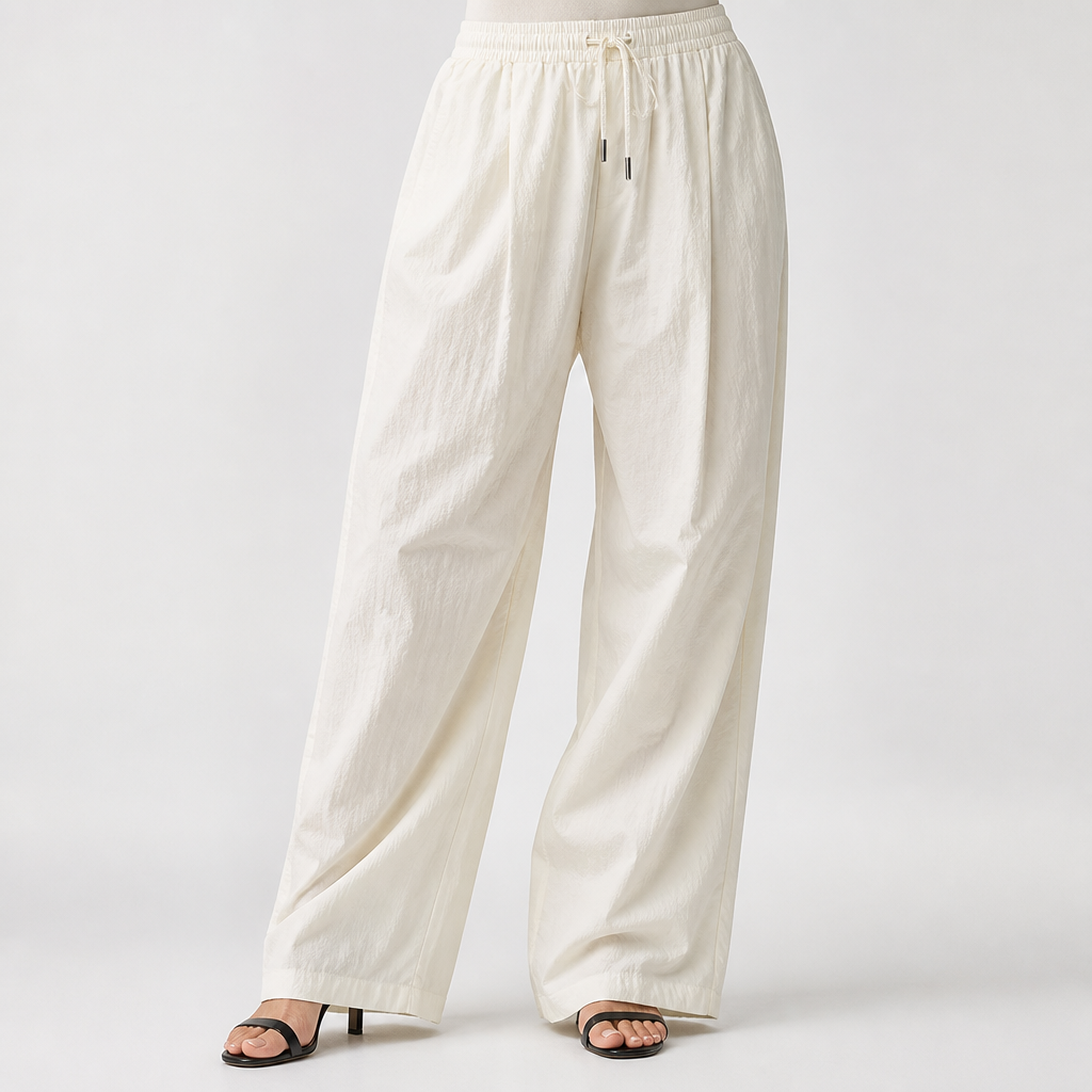 Katrina | Womens Wide Leg Straight Leg Loose Casual Trousers, White